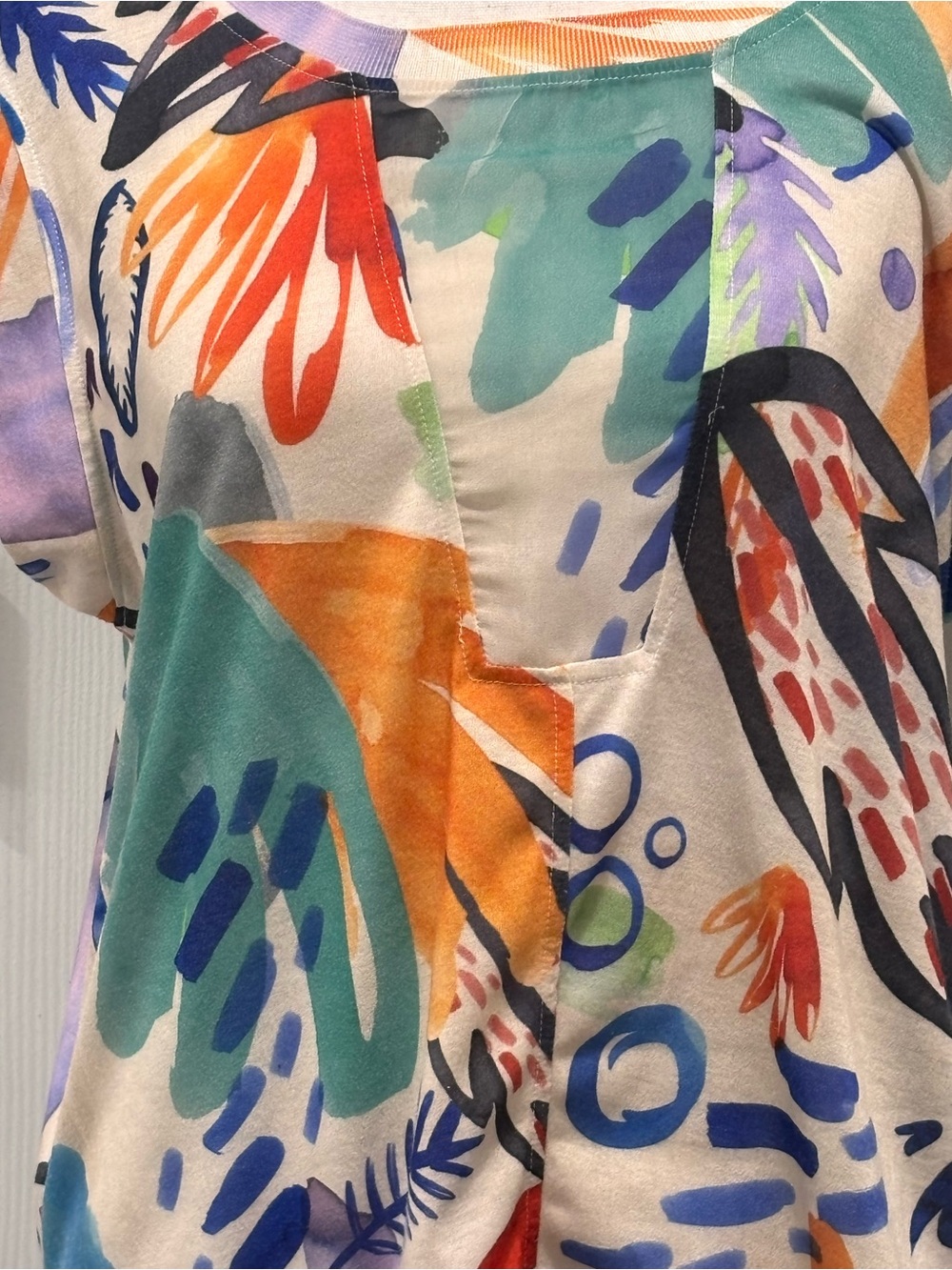 Zara Multicolor Abstract Collared Shirt with Blue Accents - Picture 4 of 9